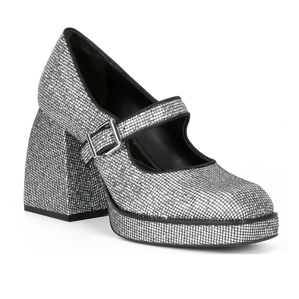 NWT GB Sparkle Metallic Platform Mary Jane Heels
